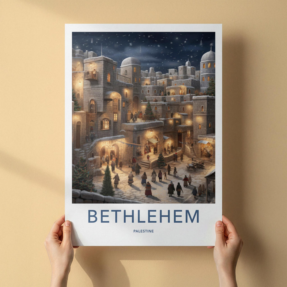 Bethlehem Wall Art - Historic City Poster with Ancient Architecture