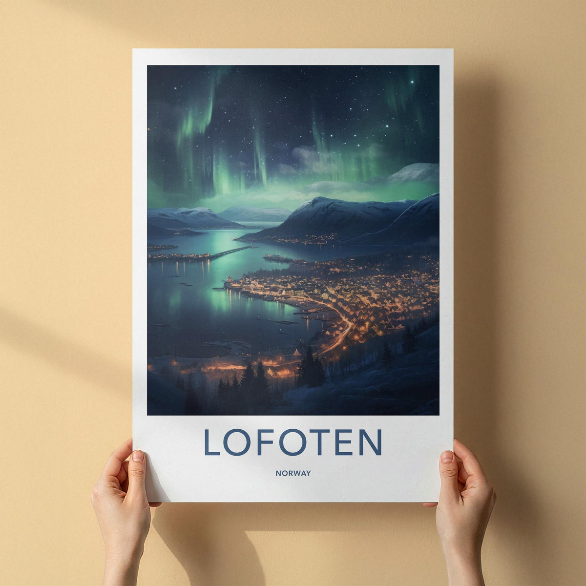 Lofoten Poster - Norway Wall Art Featuring Northern Lights & Winter