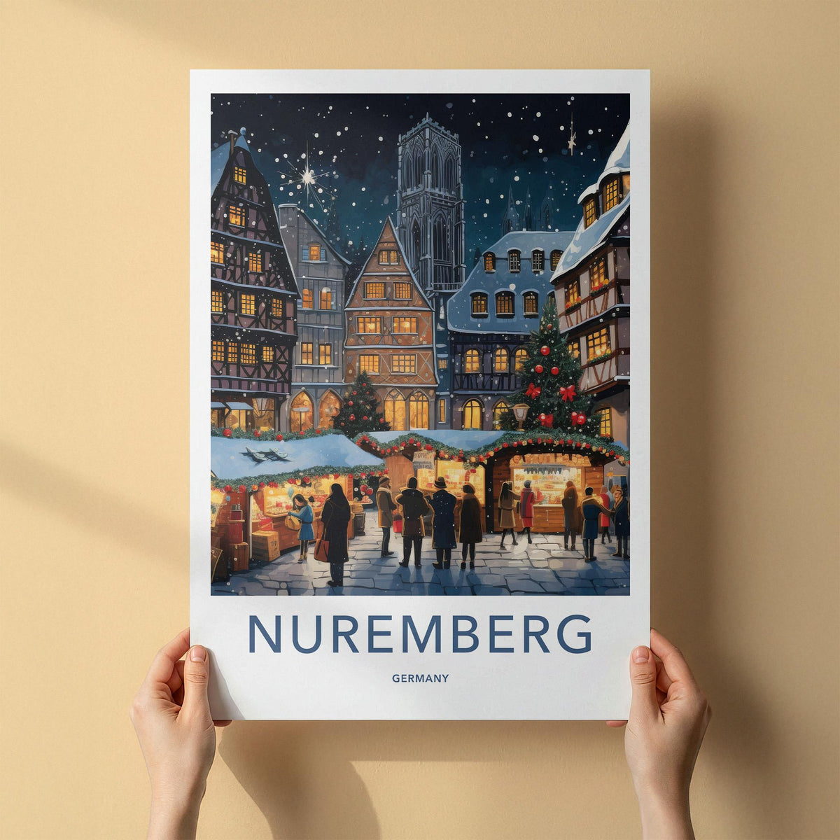 Nuremberg Poster - Festive Holiday Christmas Market Art With Timber