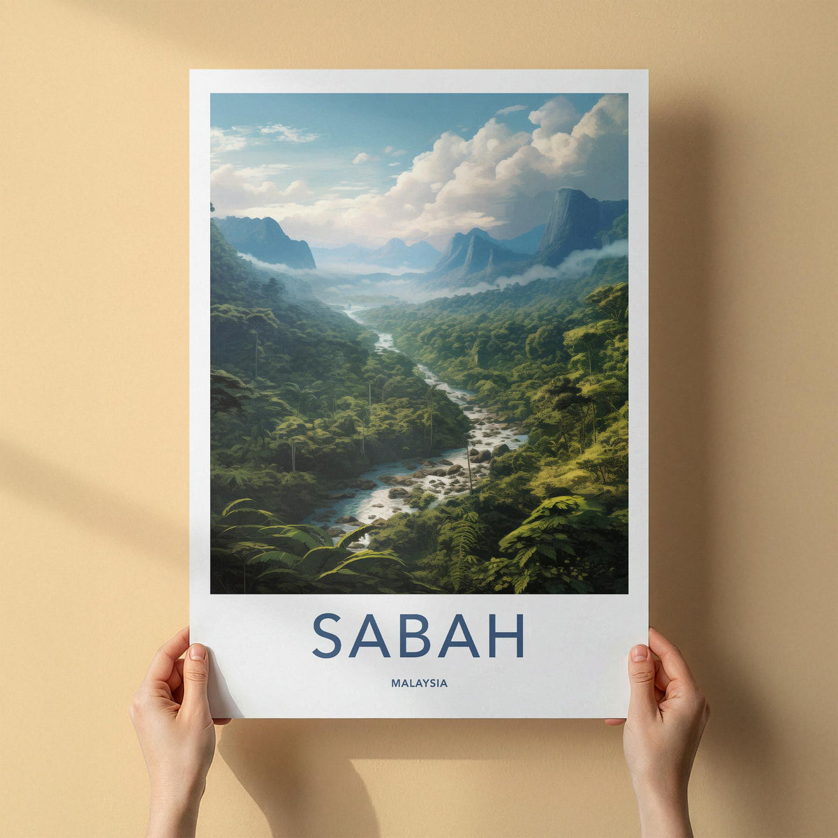 Sabah Rainforest Poster - Tropical Rainforest Print With Mountain