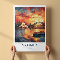 Sydney Sunset Poster - Vibrant Australia Wall Art Featuring Harbor