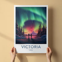Victoria Canada Poster - Northern Lights Print With Mountain