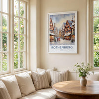 Rothenburg Poster - Medieval Town Print With Cobblestone Street Art