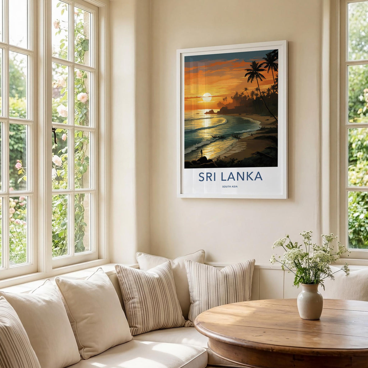 Sri Lanka Poster - Tropical Wall Decor With Sunset Beach Scene Print