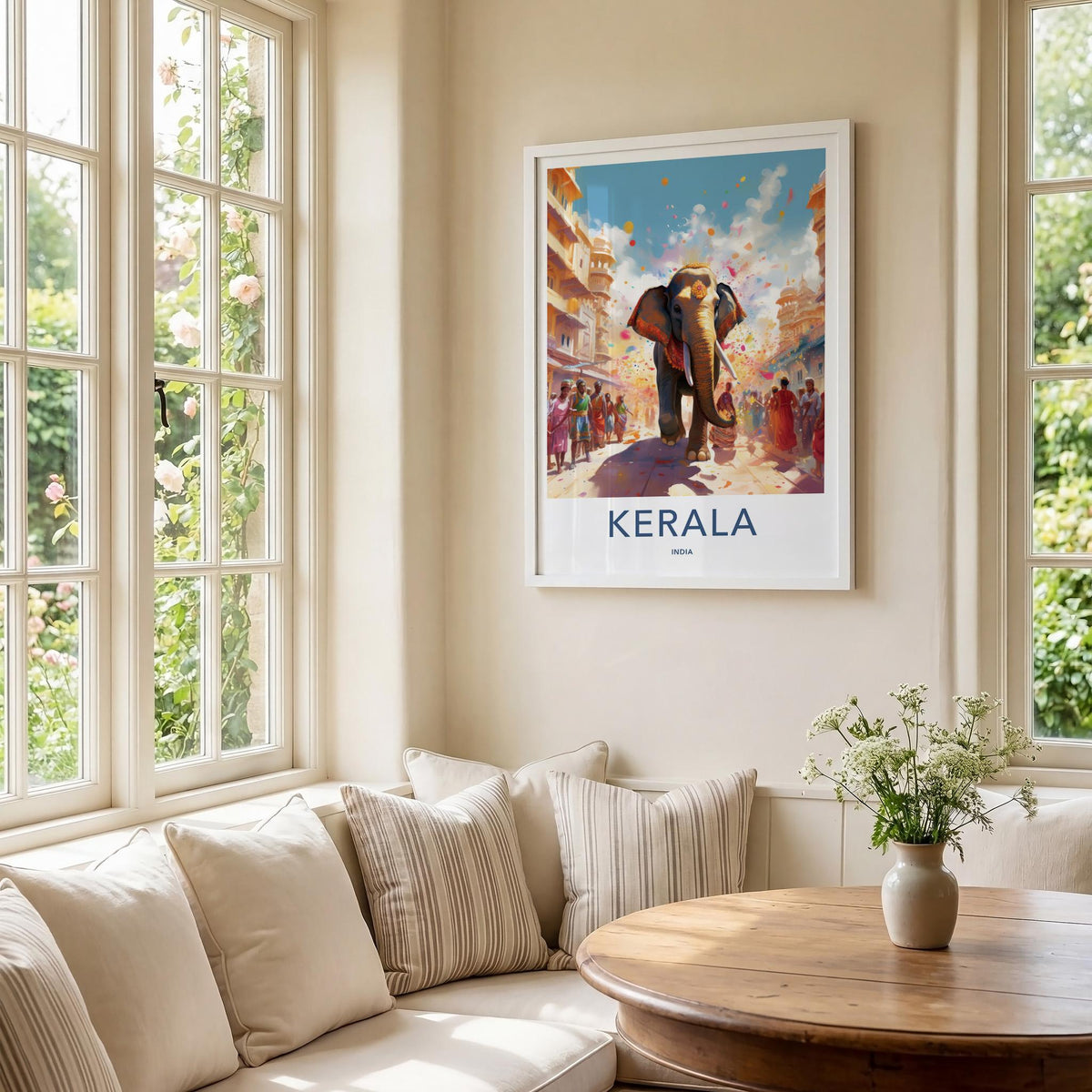 Kerala Wall Art - Vibrant Elephant Parade Poster