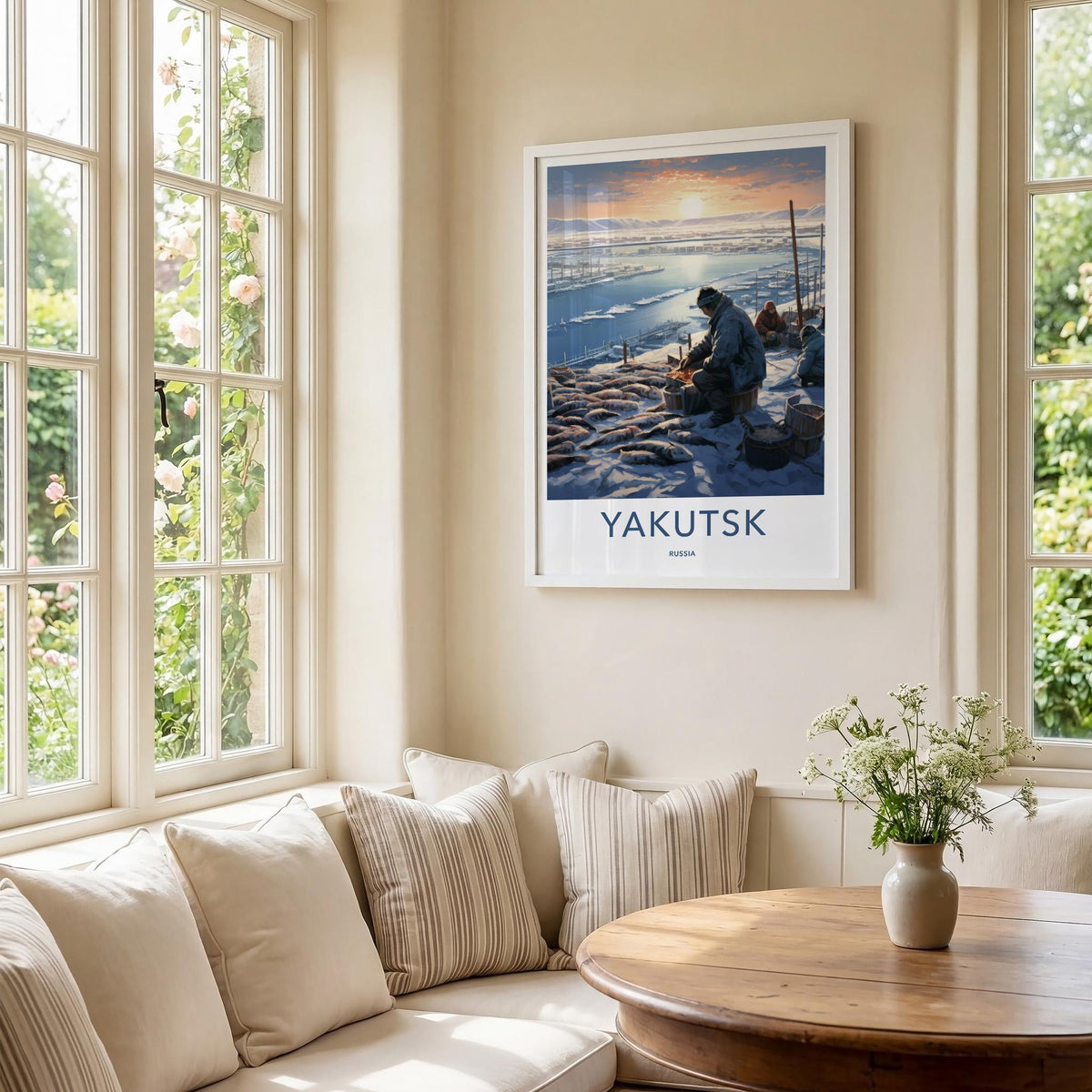 Yakutsk Poster - Siberian Fishing Village Winter Scene Decor