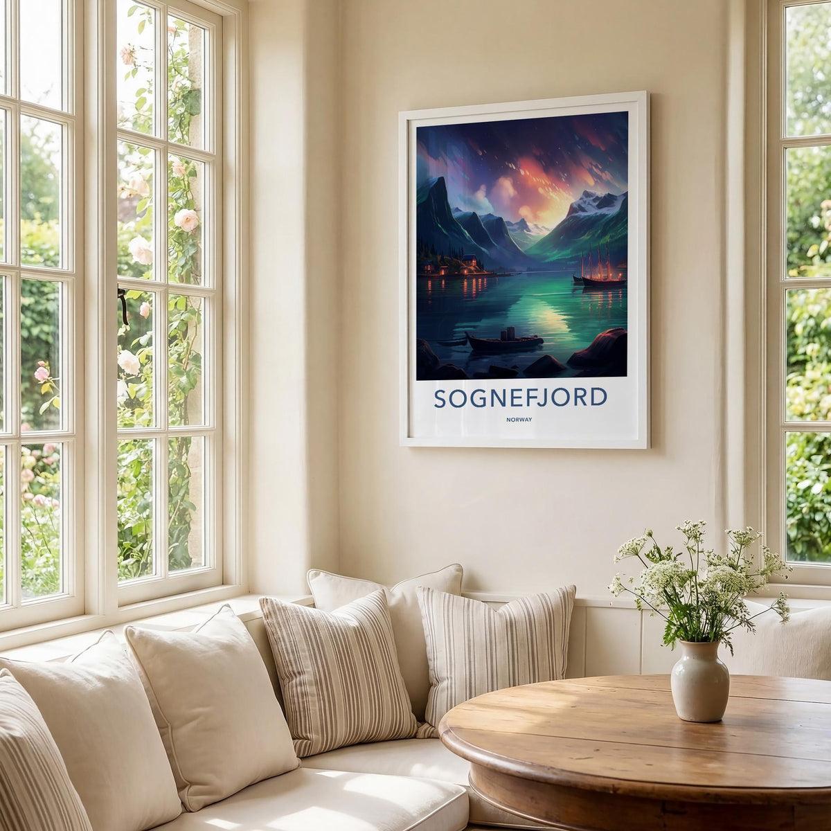 Sognefjord Poster - Norway Wall Art With Mountain Scenery & Coastal