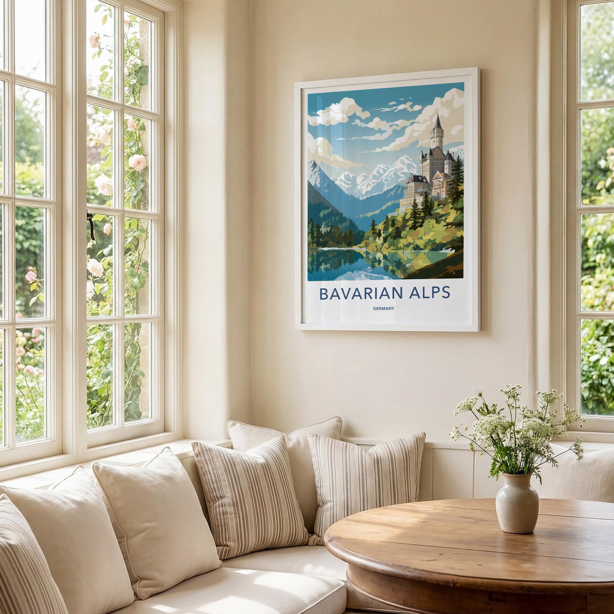Bavarian Alps Poster - Scenic Mountain Landscape Print With Medieval