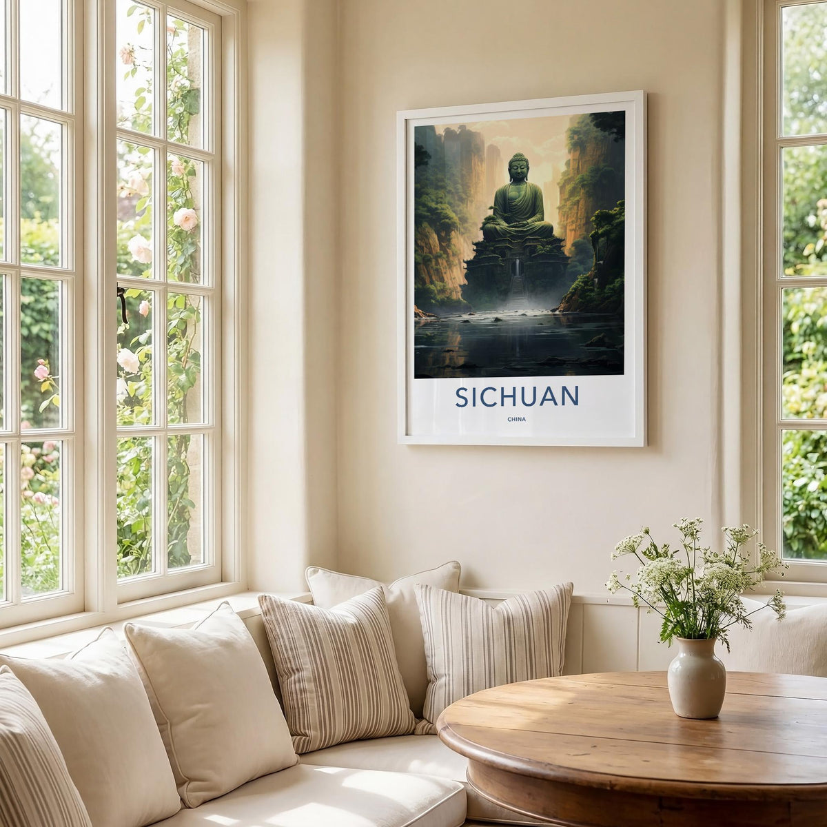 Sichuan Wall Art - Elegant Chinese Landscape Print With Mountain