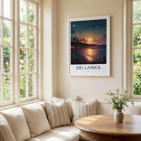 Sri Lanka Poster - Tropical Sunset Print With Palm Tree Wall Decor
