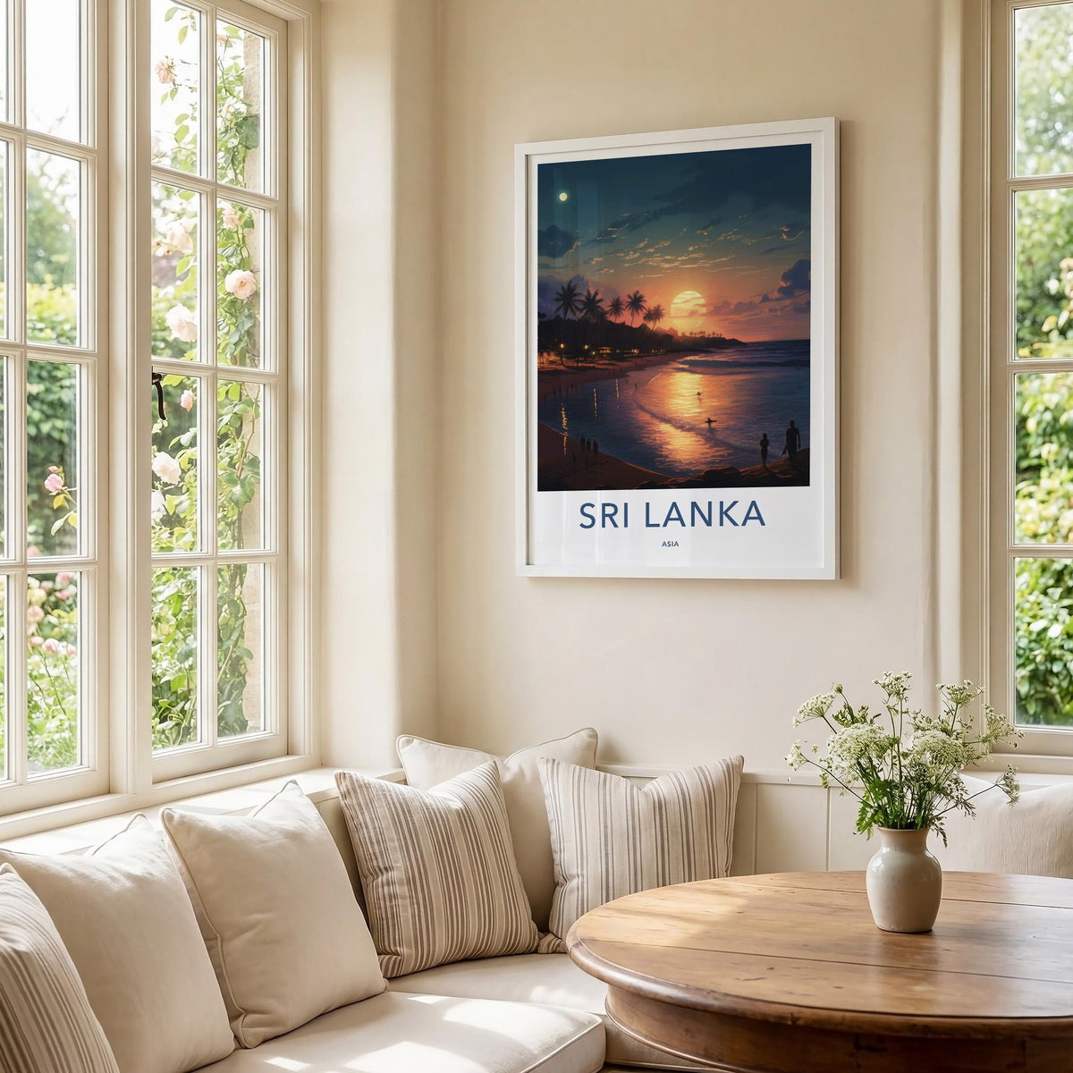 Sri Lanka Poster - Tropical Sunset Print With Palm Tree Wall Decor