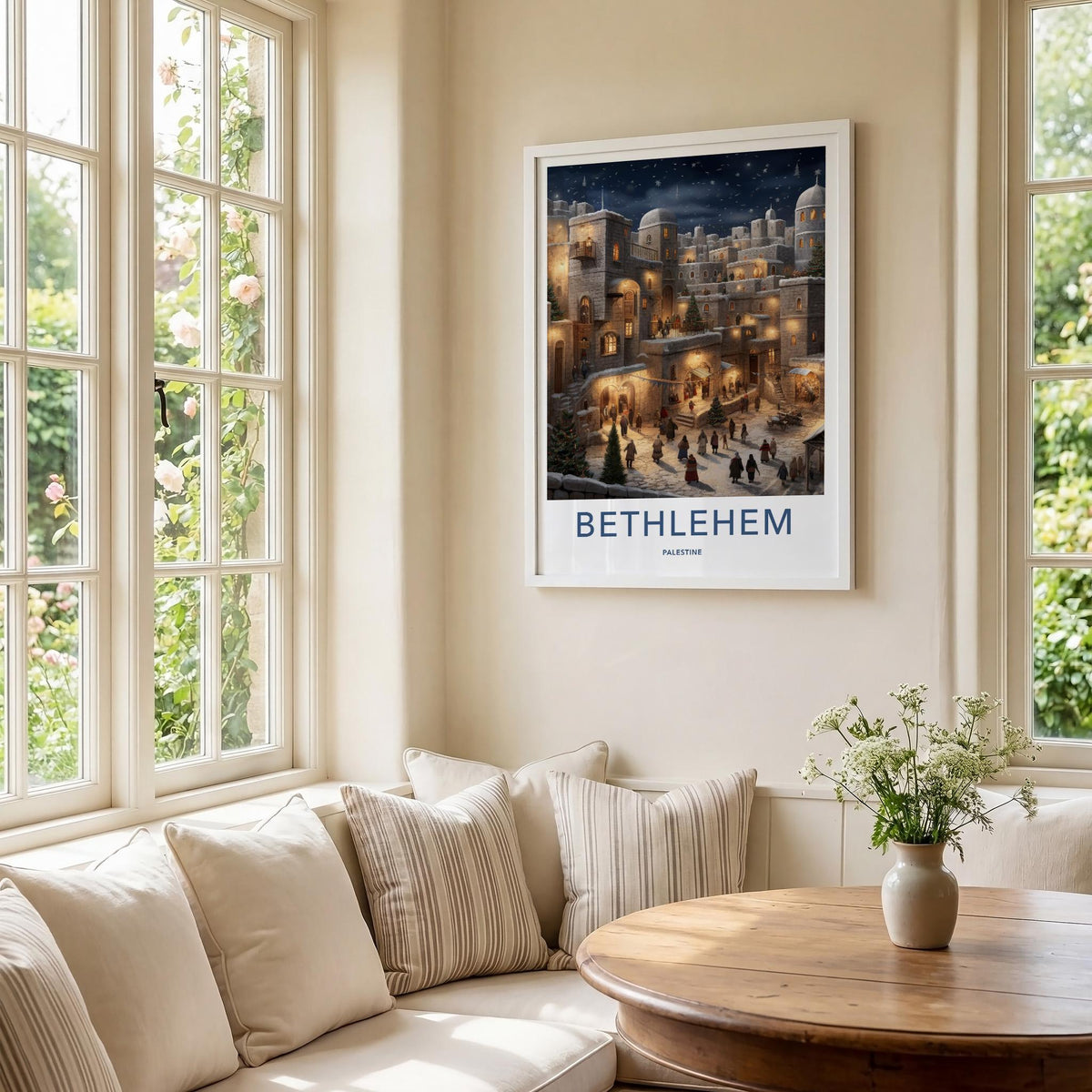 Bethlehem Wall Art - Historic City Poster with Ancient Architecture