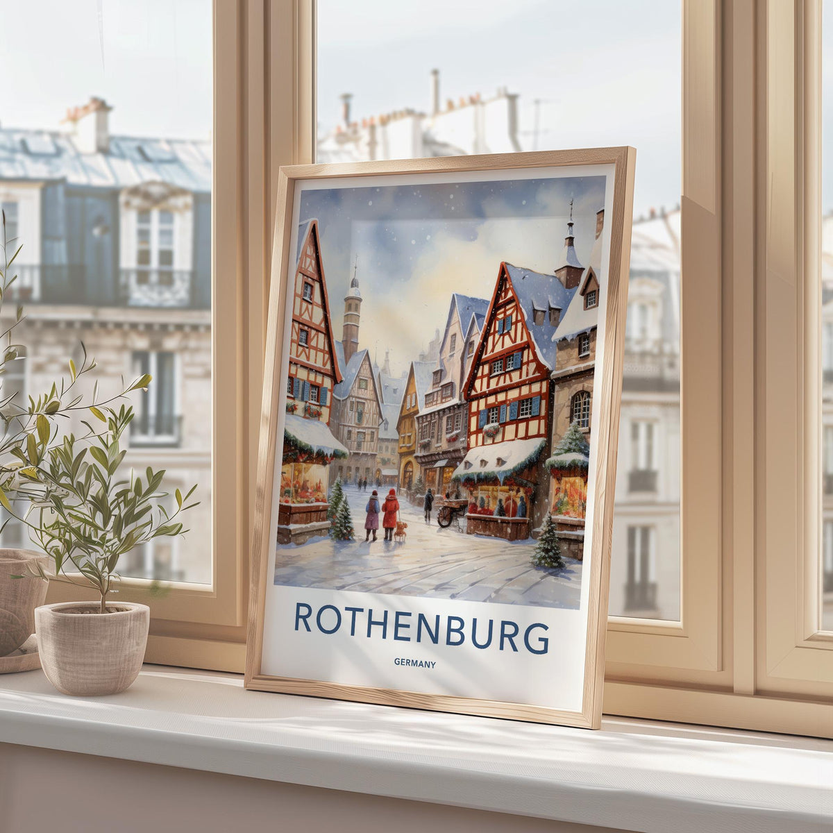 Rothenburg Poster - Medieval Town Print With Cobblestone Street Art