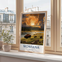 Montana Poster - Bison Wall Art