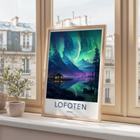 Lofoten Poster - Norway Wall Art Featuring Northern Lights Print