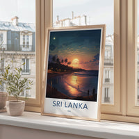 Sri Lanka Poster - Tropical Sunset Print With Palm Tree Wall Decor
