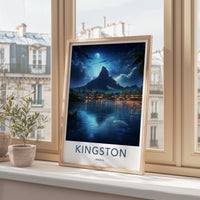 Kingston Jamaica Poster - Scenic Island Print With Moonlit Waterfront
