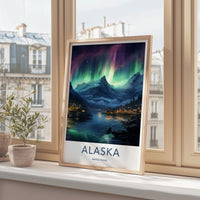 Alaska Poster - Northern Lights Art & Scenic Travel Wall Decor