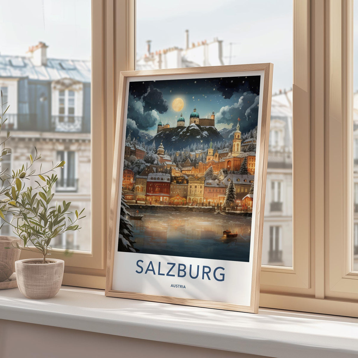 Salzburg Poster - Alpine Landscape Art Featuring Mozart Birthplace