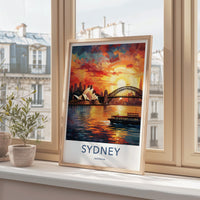 Sydney Sunset Poster - Vibrant Australia Wall Art Featuring Harbor