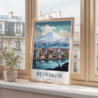 Reykjavik Poster - Iceland Wall Art With Scenic City Views & Mountain