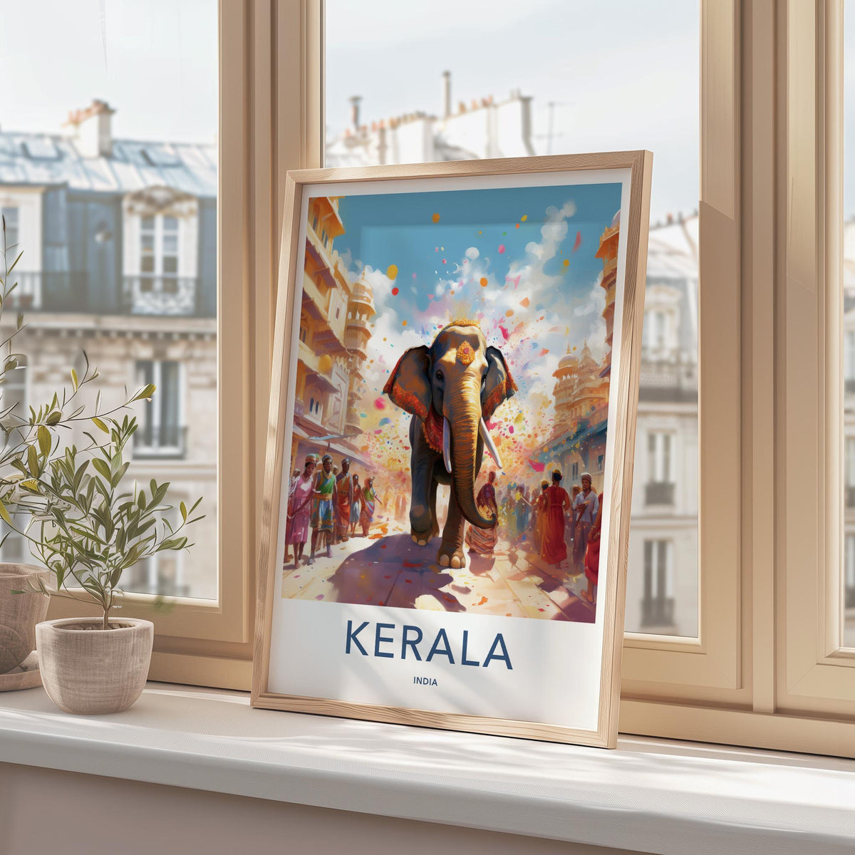 Kerala Wall Art - Vibrant Elephant Parade Poster