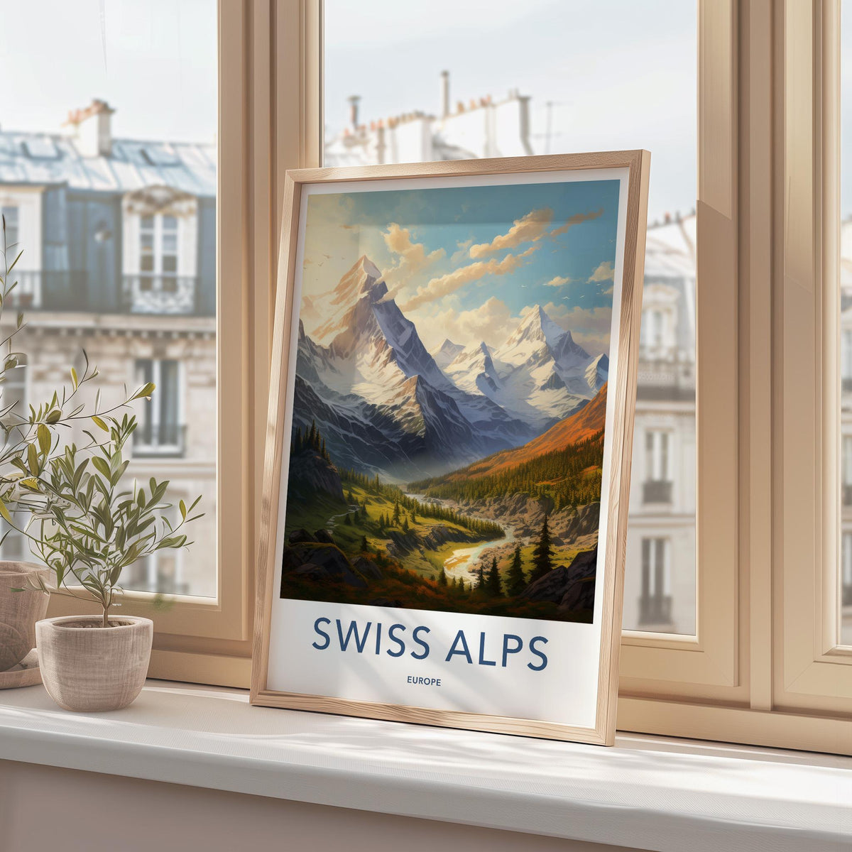 Swiss Alps Poster - Scenic Mountain Wall Art With Alpine Village