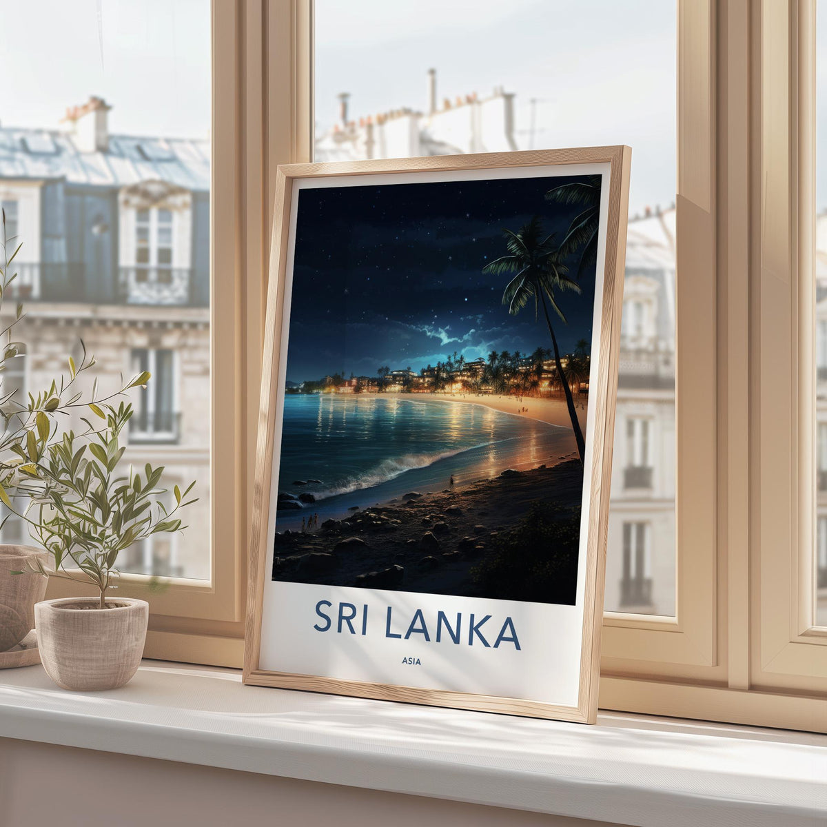 Sri Lanka Poster - Tropical Beach Wall Art With Palm Trees & Ocean