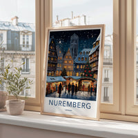 Nuremberg Poster - Festive Holiday Christmas Market Art With Timber
