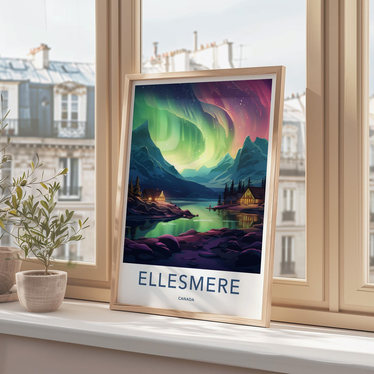 Ellesmere Canada Poster - Arctic Landscape Print With Northern Lights