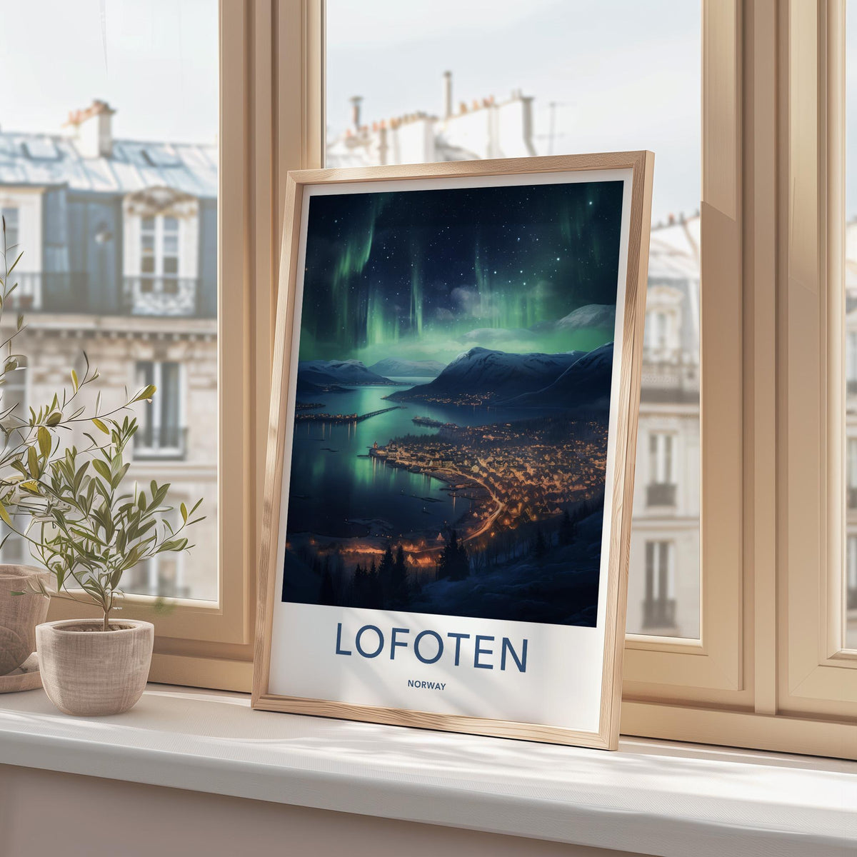 Lofoten Poster - Norway Wall Art Featuring Northern Lights & Winter