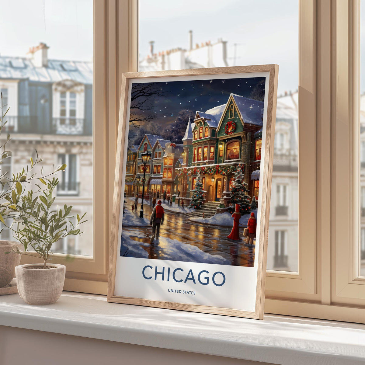 Chicago Wall Art - Winter Scene Art With Victorian Architecture