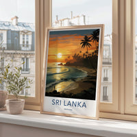 Sri Lanka Poster - Tropical Wall Decor With Sunset Beach Scene Print