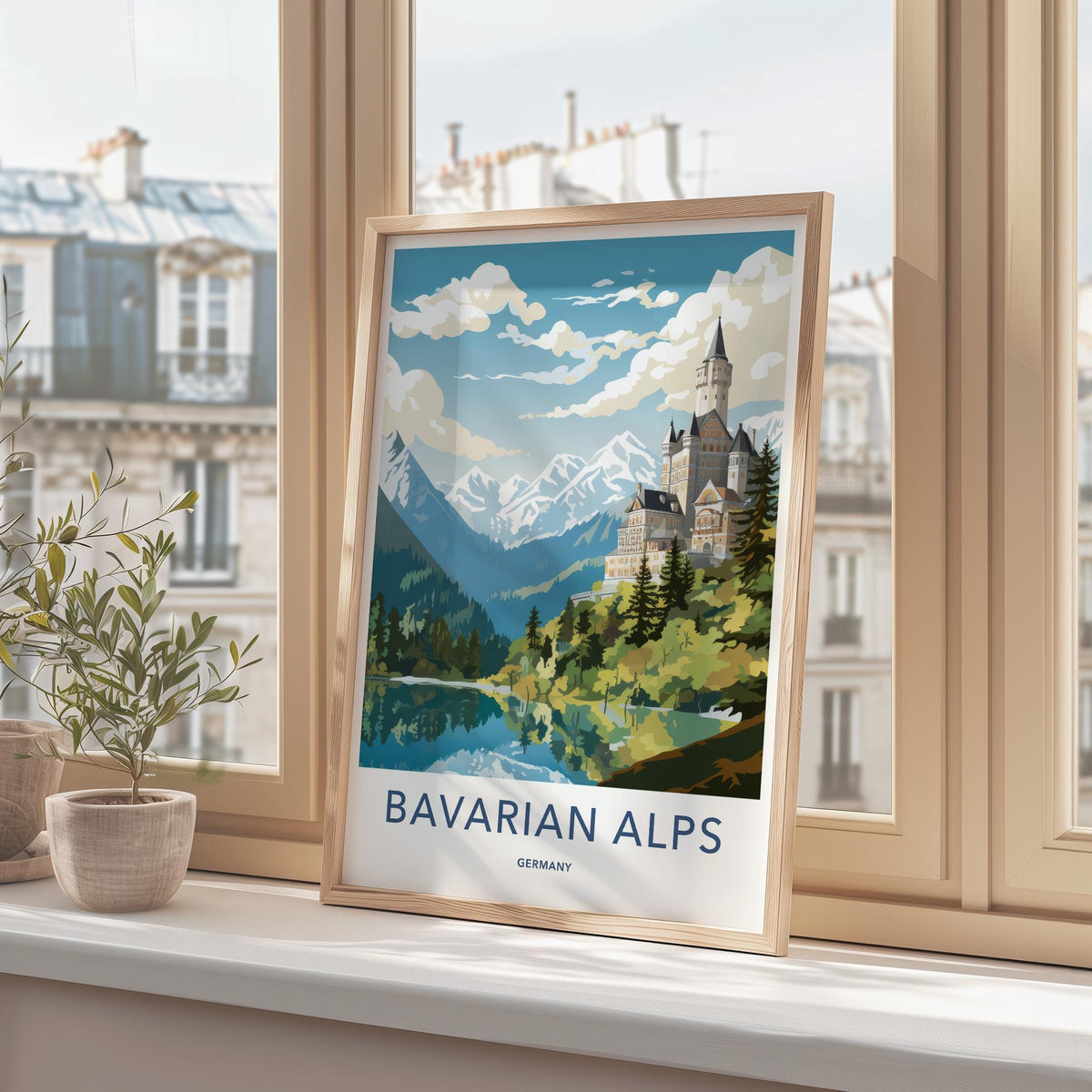 Bavarian Alps Poster - Scenic Mountain Landscape Print With Medieval