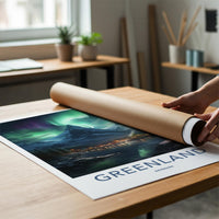 Greenland Northern Lights Poster - Arctic Wall Art With Mountain