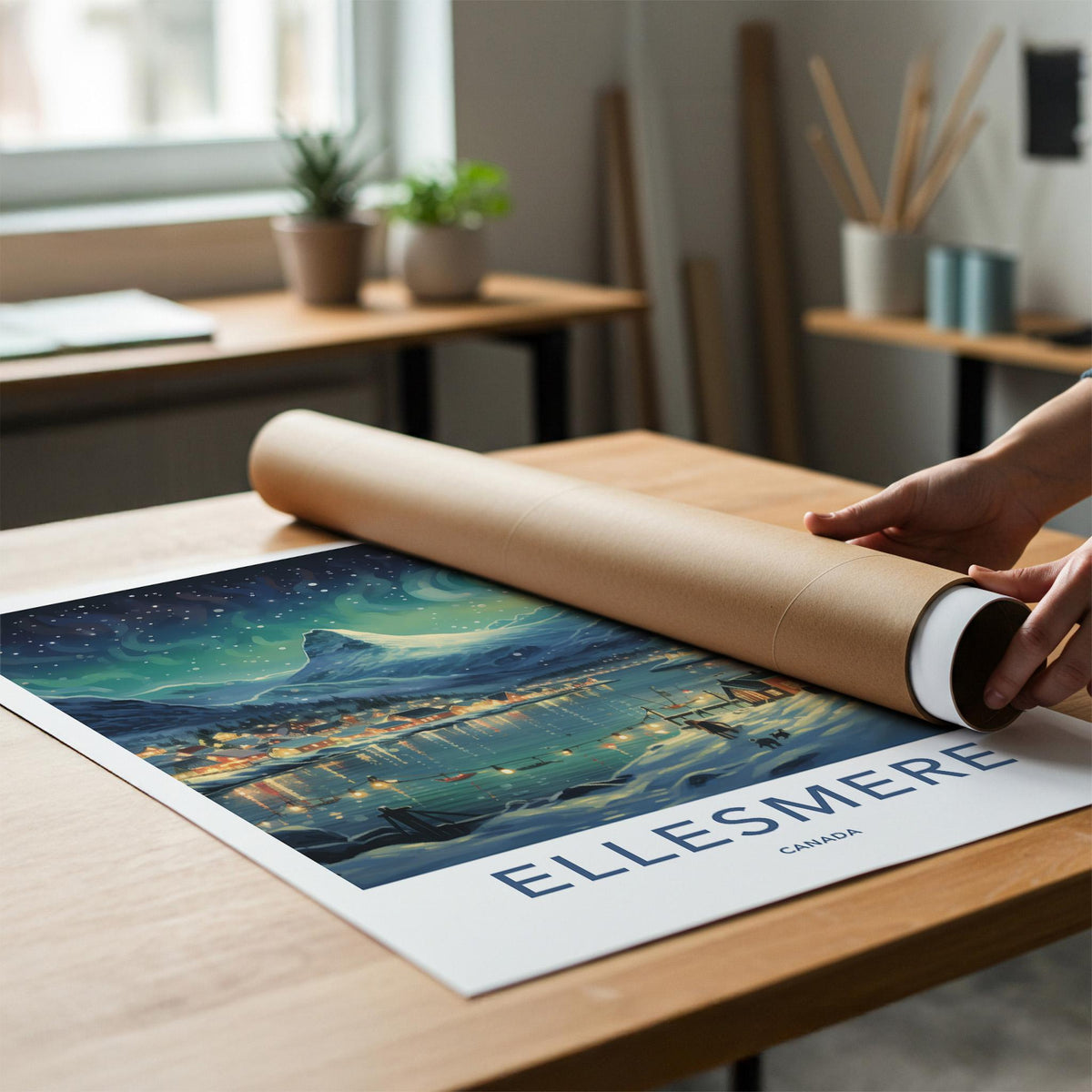 Ellesmere Canada Poster - Arctic Landscape Print With Aurora Borealis
