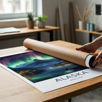 Alaska Poster - Northern Lights Art & Scenic Travel Wall Decor