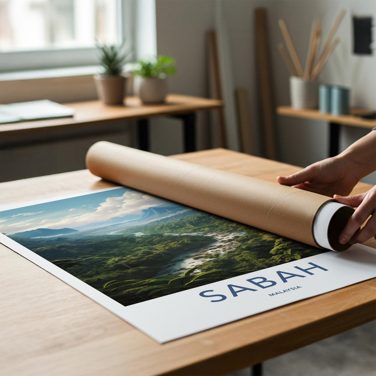Sabah Rainforest Poster - Tropical Rainforest Print With Mountain