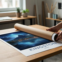 Kingston Jamaica Poster - Scenic Island Print With Moonlit Waterfront