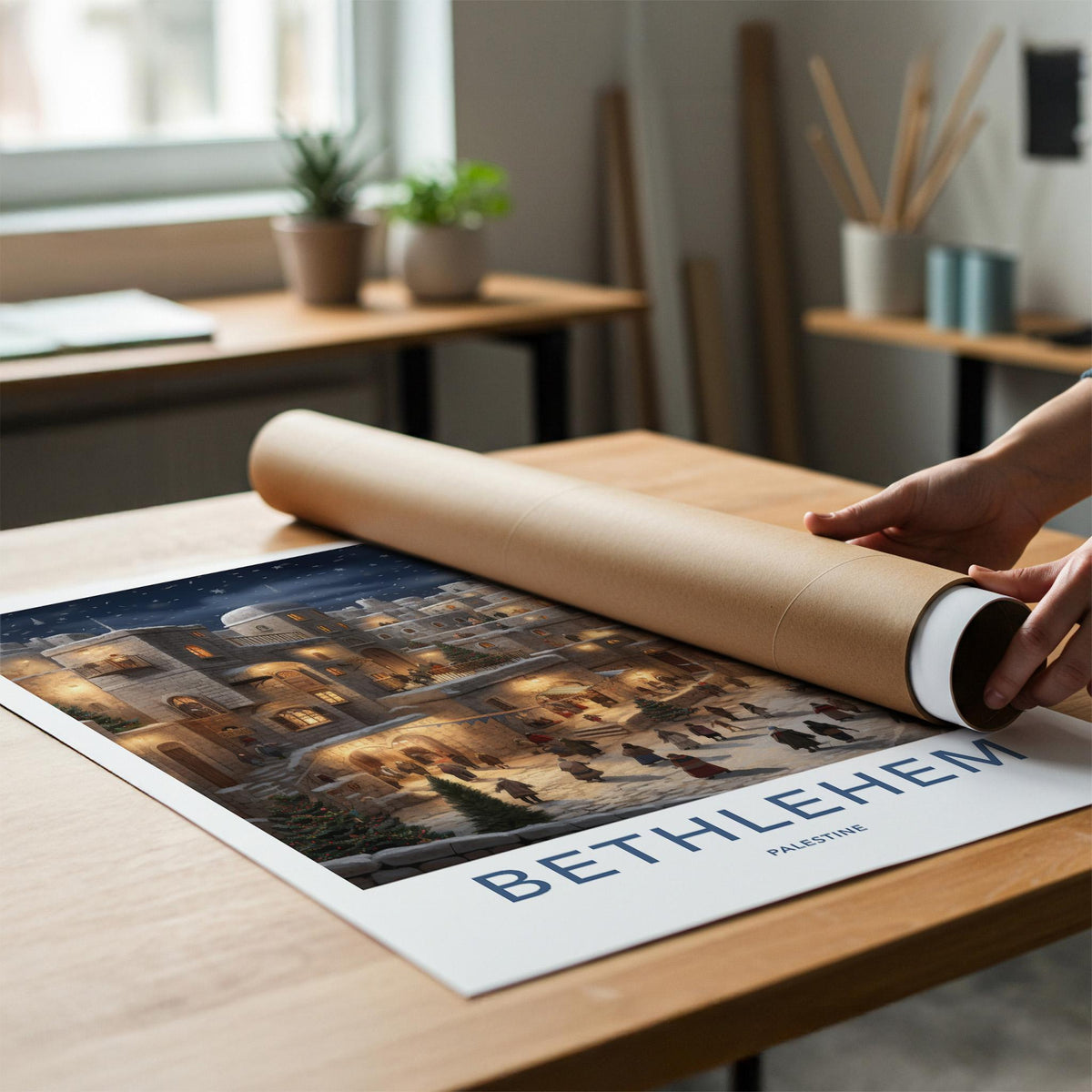 Bethlehem Wall Art - Historic City Poster with Ancient Architecture
