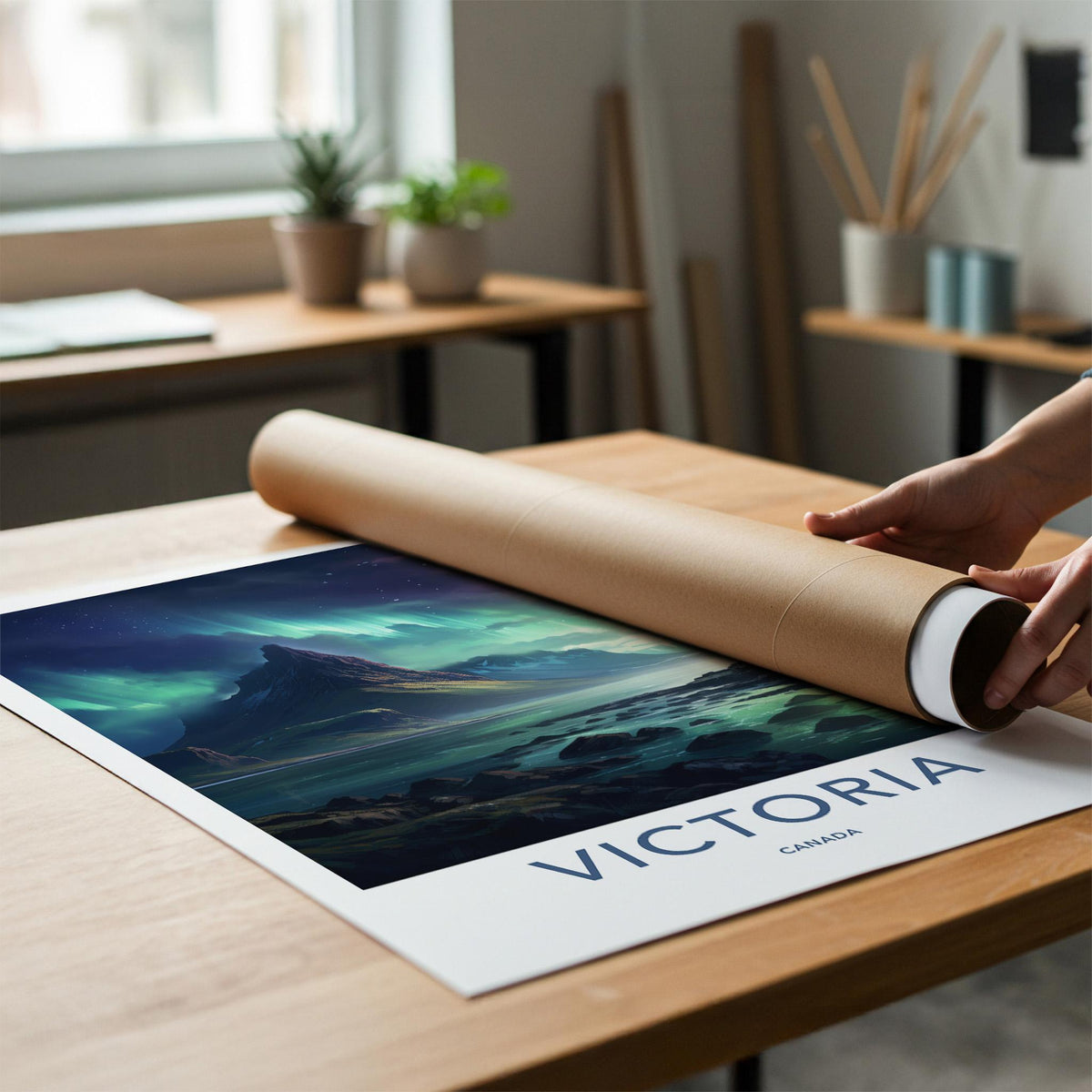 Victoria Canada Poster - Aurora Borealis Print With Mountain