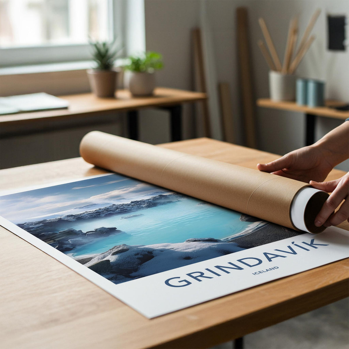 Grindavik Poster - Iceland Wall Art Featuring Volcanic Landscape