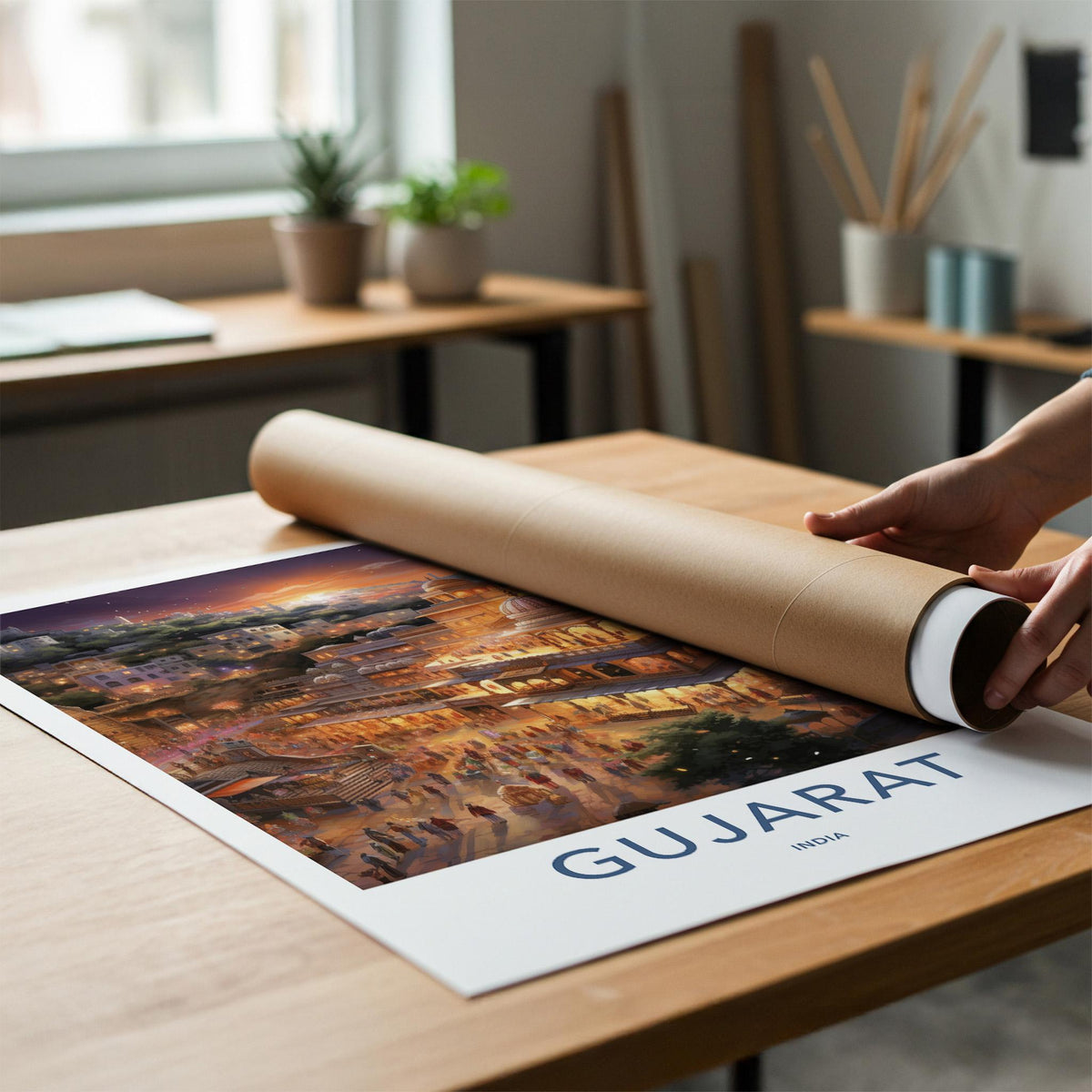 Gujarat Wall Art - Framed Cityscape Poster Featuring Indian