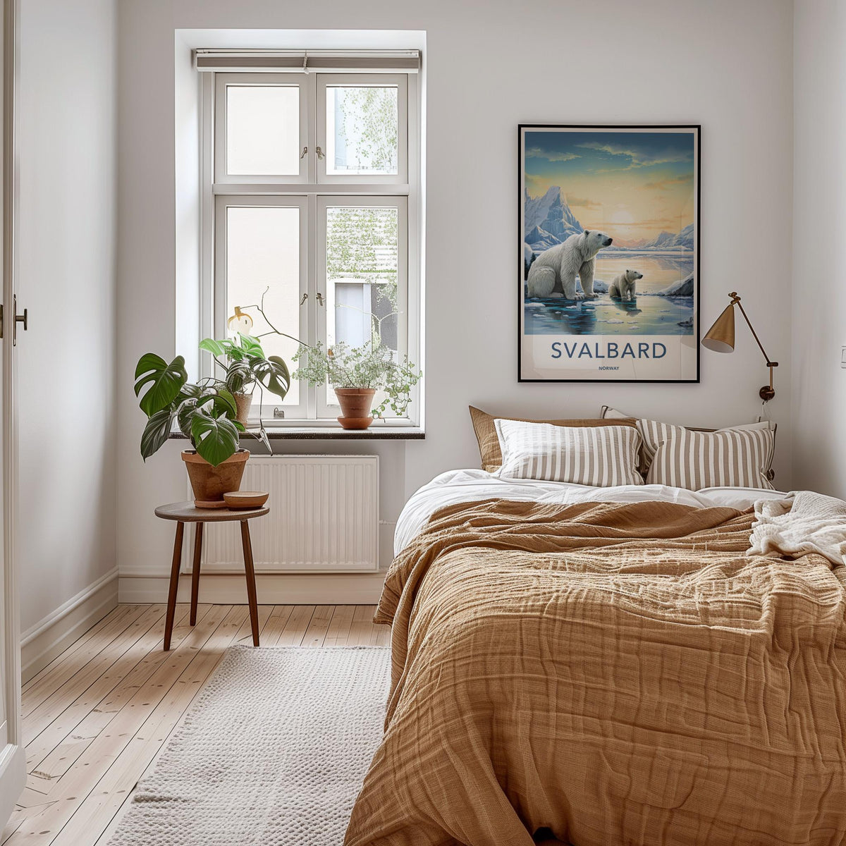 Svalbard Poster - Arctic Landscape Print With Polar Bear Illustration