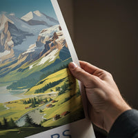 Swiss Alps Poster - Scenic Mountain Print With Alpine Village Artwork