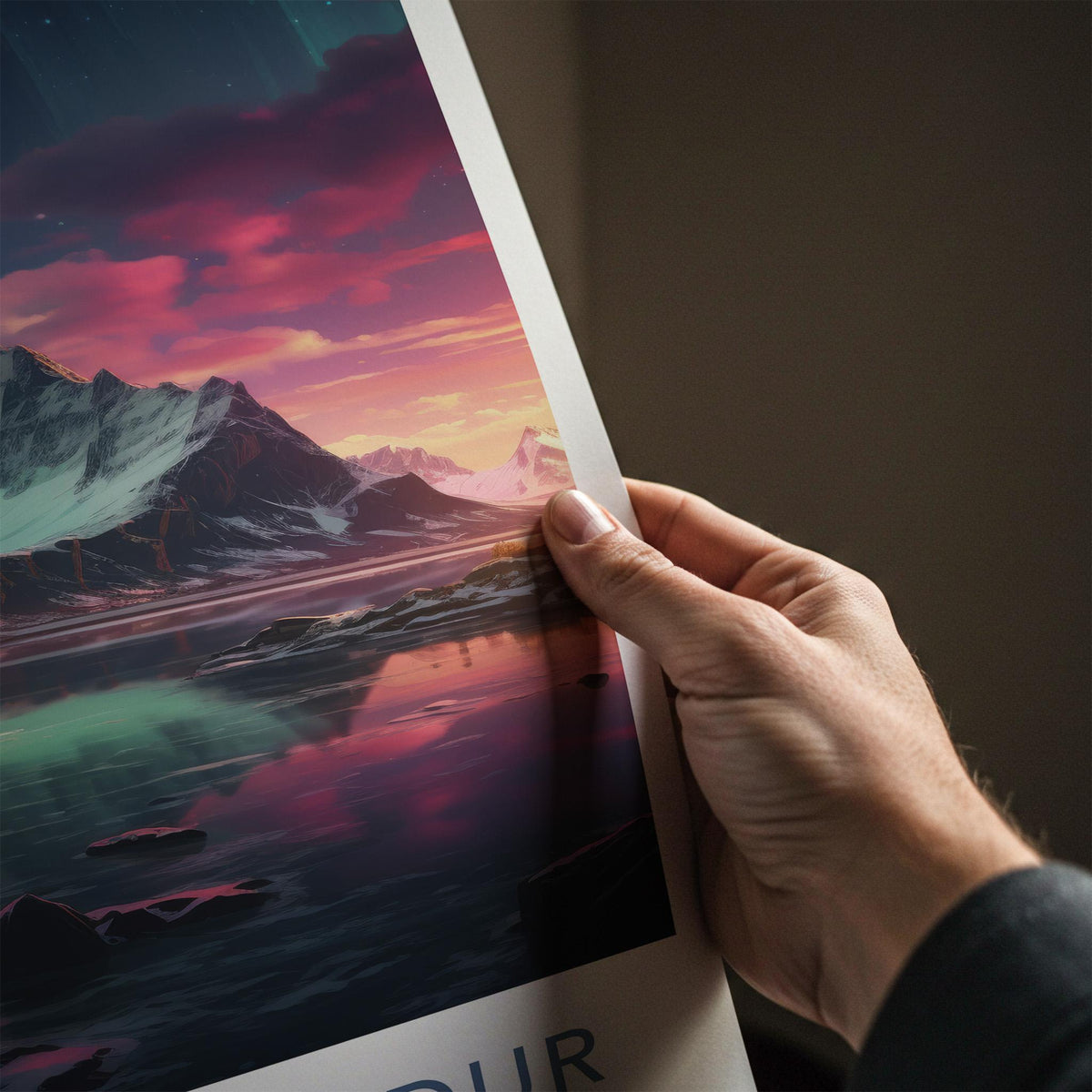 Hafnarfjörður Poster - Iceland Wall Art With Northern Lights & Scenic