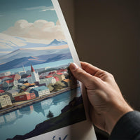 Reykjavik Poster - Iceland Wall Art With Scenic City Views & Mountain