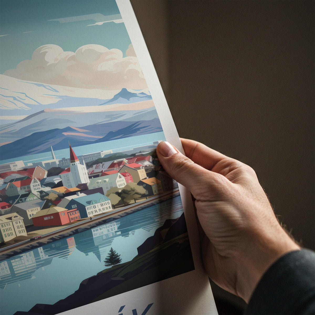 Reykjavik Poster - Iceland Wall Art With Scenic City Views & Mountain