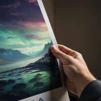 Victoria Canada Poster - Aurora Borealis Print With Mountain