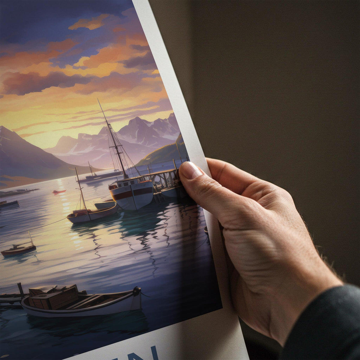 Lofoten Wall Art - Norway Coastal Poster Print With Mountain Landscape